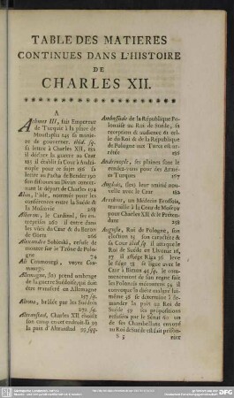 Table Des Matieres Continues Dans L'Histoire De Charles XII.