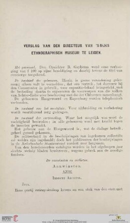 Verslag van den directeur van's Rijks Ethnographisch Museum te Leiden