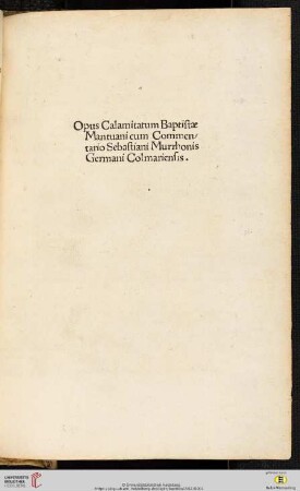 Opus Calamitatum Baptistae Mantuani