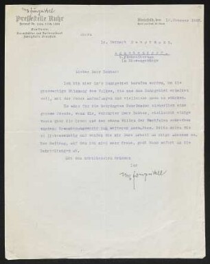 Brief von Max Jungnickel an Gerhart Hauptmann