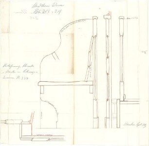 Fischer, Theodor; Worms; Cornelianum - Bänke im Sitzungszimmer Raum 324 (Schnitte)