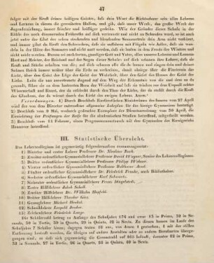 III. Statistische Übersicht.