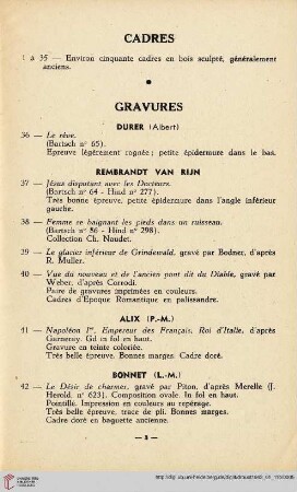 Cadres (Nr. 1-35)