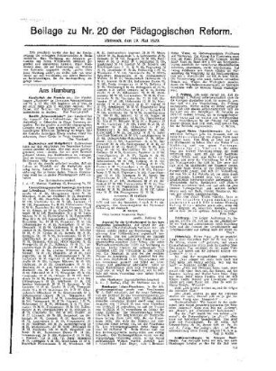 [Umschau] : [Fortsetzung aus dem Hauptblatt] ; Beilage zu Nr. 20 der Pädagogischen Reform