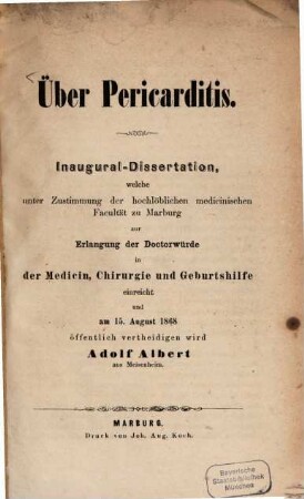 Über Pericarditis : Inaugural-Dissertation