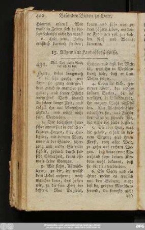 15. Allgemeine Landesbedürfnisse.