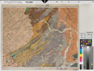 Rheinprovinz Westfalen (Provinz) geologische Karte der Rheinprovinz und der Provinz Westfalen auf Grundlage der v. Dechenschen Geologischen Karte und der Königlichen Generalstabs Karte 21. Sektion Laasphe