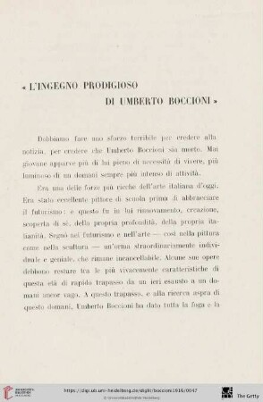 «L'ingegno prodigioso di Umberto Boccioni»