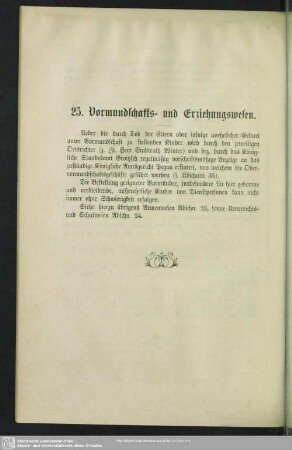 25. Vormundschafts- und Erziehungswesen