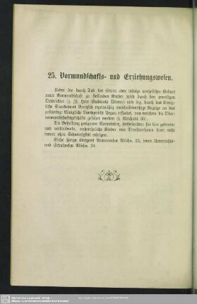 25. Vormundschafts- und Erziehungswesen