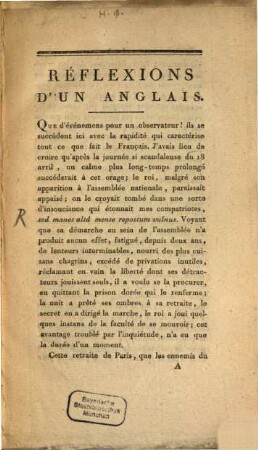 Réflexions D'Un Anglais
