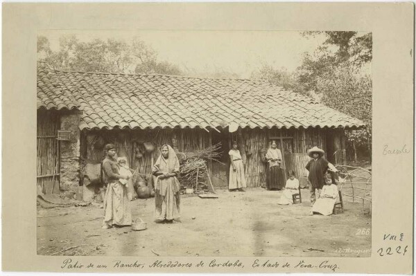 Patio of a ranch with people