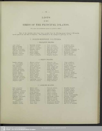 Lists Of The Birds Of The Principal Islands