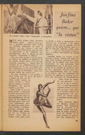 Josefina Baker quiere ... que "la vistan"