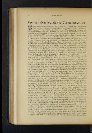 Von der Gesellschaft für Theatergeschichte