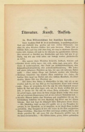 III. Literatur. Kunst. Aufsatz
