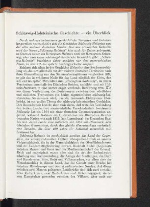 Schleswig-Holsteinische Geschichte - ein Überblick