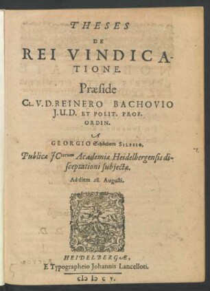 Theses De Rei Vindicatione