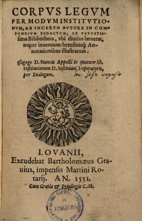 Corpus legum per modum institutionum