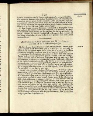 Recherches sur l´Acide prussique,