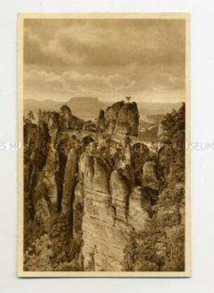 WHW-Postkarte: Sächs. Schweiz, Basteibrücke