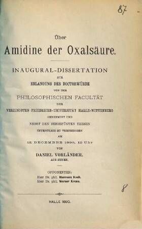 Über Amidine der Oxalsäure