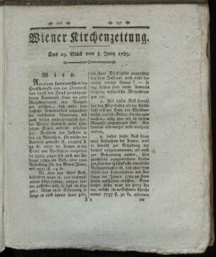 Das 23. Stück vom 5. Juny 1789.