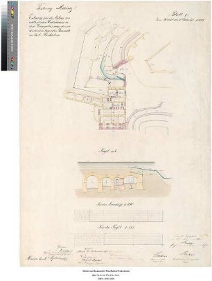 Fort Hartenberg [der Festung Mainz]: Entwurf für die Anlage von artilleristischen Hohlräumen im Kriegspulvermagazin und der daneben liegenden Kasematte