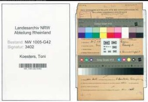 Entnazifizierung Toni Koesters , geb. 29.01.1908 (Fuersorgerin)