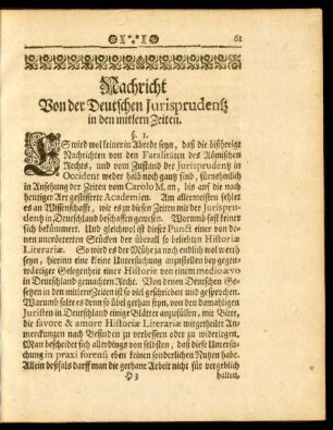 Nachricht Von der Deutschen Iurisprudentz in den mitlern Zeiten.
