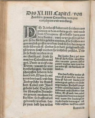Das XLIIII Capitel/ von Kürbsen/ genant Cucurbita/ von irer complexion vnd wirckung.