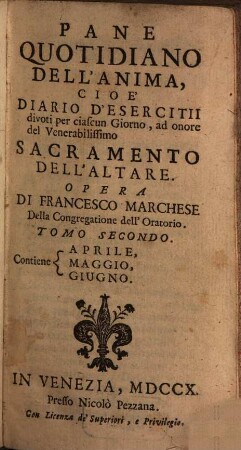 Pane quotidiano dell'anima, 2. (1710)