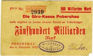 Gutschein über Fünfhundert Milliarden Mark