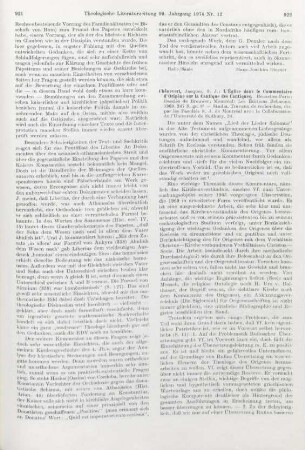 922-923 [Rezension] Chênevert, Jacques, L ' Église dans le Commentaire d'Origène sur le Cantique des cantiques