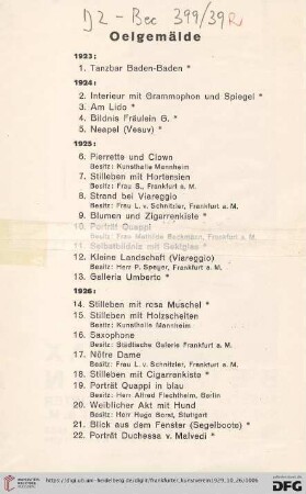 Oelgemälde (Nr. 1-46, Nr. 63)