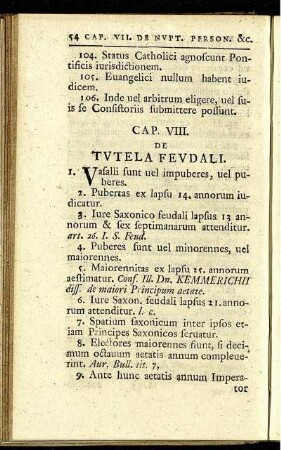 Cap. VIII. De tutela feudali.