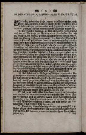 Ordinatio Processuum Primae Instatiae.
