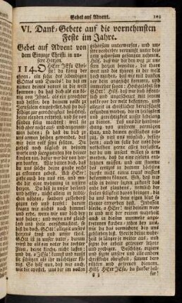 101-117, VI. Dank-Gebete auf die vornehmsten Feste im Jahre.