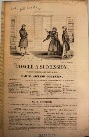 L' oncle à succession : comédie-vaudeville en deux actes
