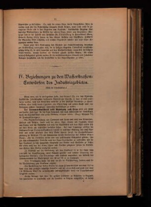 IV. Beziehungen zu den Wasserstraßen-Entwürfen des Industriegebietes.