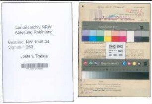 Entnazifizierung Thekla Josten , geb. 25.05.1896 (Krankenschwester)