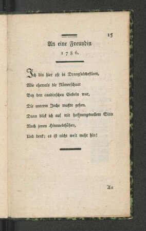 An eine Freundin 1786.