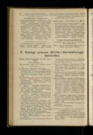 Königl. preuss. Militär-Verwaltungsbehörden