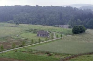 Luftaufnahme Museumgelände mit Bandweberhaus