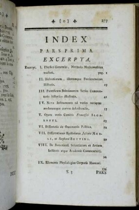 Index Pars Prima Exerpta. - Pars Tertia. Nova Literaria.