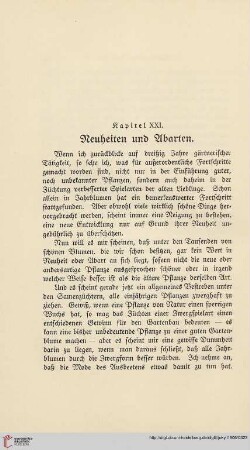 Kapitel XXI: Neuheiten und Abarten