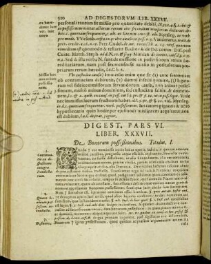 Digest. Lib. XXXVII. De Bonorum posseßionibus.