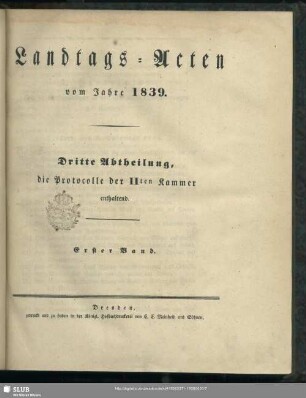 1839/40: Landtags-Acten / Die Protocolle der 2. Kammer