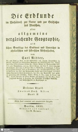 3,2: Die Erdkunde von Asien : Band II. Der Nord-Osten und der Süden von Hoch-Asien