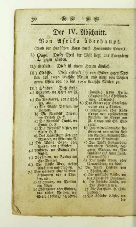 Der IV. Abschnitt. Von Afrika ueberhaupt